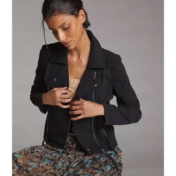 Marrakech Jackets & Blazers - Marrakech Womens Anthropologie Asymmetrical Zip Moto Jacket Small Black AN EXC